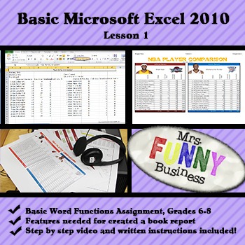 Preview of Basic Microsoft Excel 2010 with Video Lesson 1 of 3