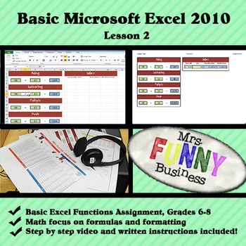 Preview of Basic Microsoft Excel 2010 with Video Lesson 2 of 3