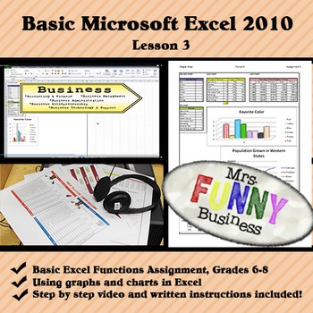 Preview of Basic Microsoft Excel 2010 with Video Lesson 3 of 3