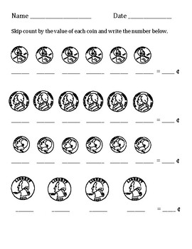 basic money coin worksheets pre assessment quiz or quick check by made in may