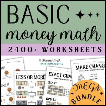 Preview of Basic Money Math | Identification, Adding, Paying, Change | WORKSHEET BUNDLE