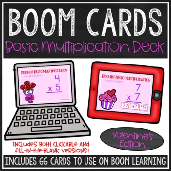 Preview of Basic Multiplication Fact BOOM Cards™ (Valentine's Day Edition)