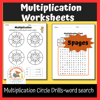 Preview of Fall math: Multiplication Worksheets Multiplication Circle Drills+word search