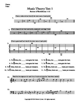 basic music theory worksheets test 1 review of sets 1 3 tpt