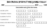 Basic Music Theory Terms Quiz and Puzzles