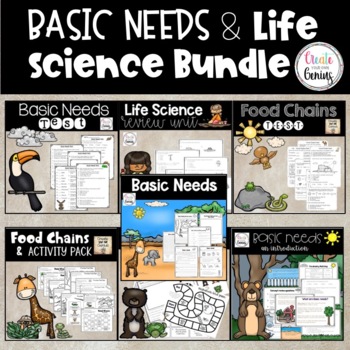 Preview of Basic Needs Bundle| Animal characteristics and Life Science Review