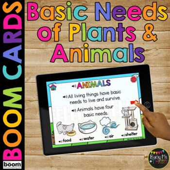 Preview of Basic Needs of Plants and Animals Science Boom Cards™ for Kindergarten