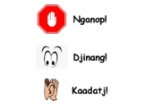 Noongar Language wall headers - Stop Look and Listen