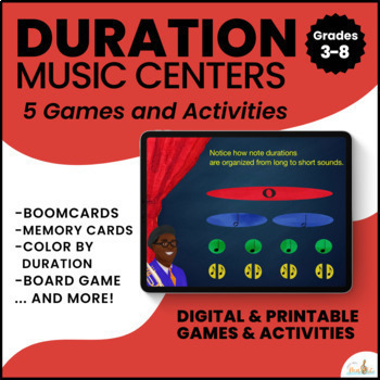 Preview of Basic Notes Duration Music Games and Worksheets| DIGITAL + PRINT