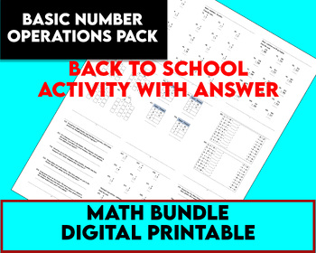 Preview of Basic Number Operations | Back to school activities with solution