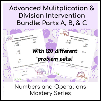 Preview of Long Division & Multiplication Intervention Bundle with Review & Facts Practice