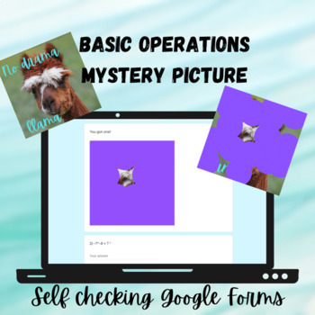 Preview of Basic Operations Self-Checking Mystery Picture, Google Forms