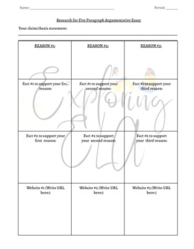 argumentative research graphic organizer