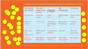 Preview of Basic English Phrases Bingo