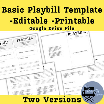 Preview of Basic Playbill Template - Editable - Printable - Google Drive File
