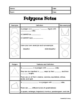 Preview of Basic Polygon Review Guided Notes