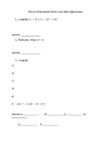 Algebra I or Algebra II Basic Polynomial Operations Test -
