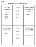 Basic Primary Addition and Subtraction Assessment