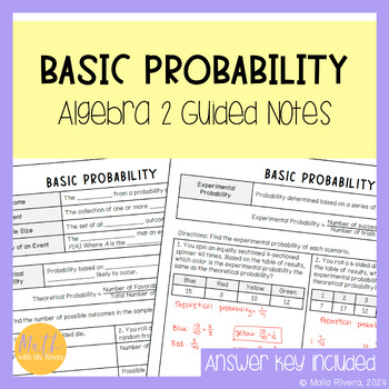 Preview of Basic Probability Guided Notes for Algebra 2 No Prep