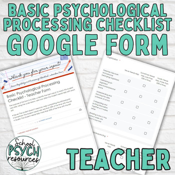 Preview of Basic Psychological Processing TEACHER GOOGLE FORM Psych Special Education