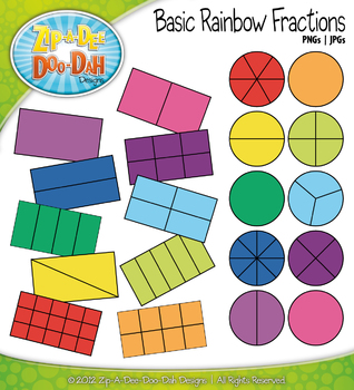 Preview of Basic Rainbow Fractions Clipart {Zip-A-Dee-Doo-Dah Designs}