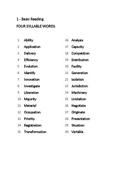 Basic Reading Syllable Word Lists by Krisula Reardon | TpT