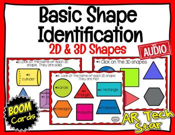 Preview of Basic Shape Identification: 2D & 3D Shapes Boom Cards w/ AUDIO