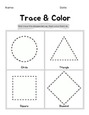 Basic Shape Trace and Color Worksheet