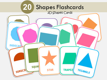 Preview of Basic Shapes Flashcards, Flat Shapes, Shapes Identification, Math, T-WWF413