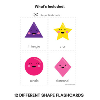 Basic Shapes Flashcards, Memory Match and Clip Cards - 3 Game Set