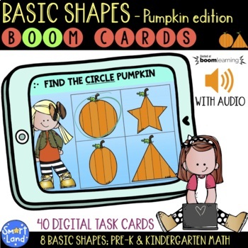 Preview of Basic Shapes_Pumpkin edition Boom Cards™ | Distance learning