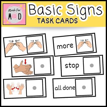 Preview of Basic Signs: Task Cards | ASL | Sign Language | Core Vocabulary | SPED/Speech