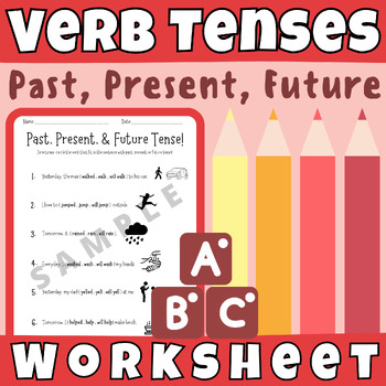 Preview of Basic/Simple Past, Present, & Future Verb Tense Language Arts Grammar Worksheet