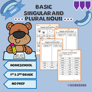 Preview of Basic Singular and Plural Noun / FREEBIE / Worksheets