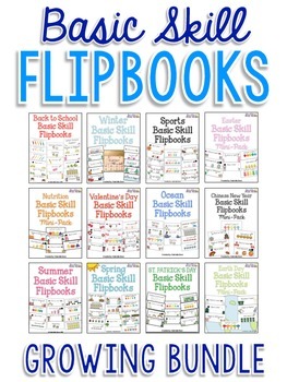 Preview of Basic Skill Flipbooks - Year Long Themes Bundle