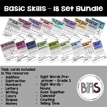 Preview of Basic Skills Task Card Bundle (Special Education, Autism, ABA, DTT)