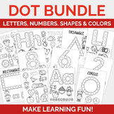 Basic Skills Dot Bundle B&W | Letters, Numbers, Shapes & C