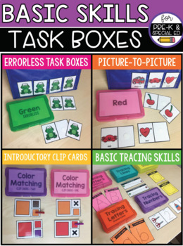 Preview of Basic Skills Task Boxes (Errorless Learning Included) Pre-K & Special Education