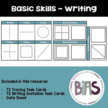 Preview of Basic Skills Writing Task Cards (Special Education, Autism, ABA, DTT)