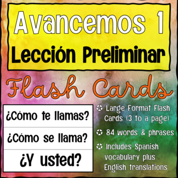 Preview of Basic Spanish Vocab Flashcards - Aligned w/ Avancemos Level 1 Leccion Preliminar