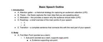 Preview of Basic Speech Outline TPT