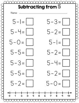 basic subtraction worksheets by amandas little learners tpt