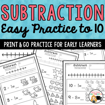 Preview of Basic Subtraction to 10 with picture support