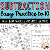 Basic Subtraction to 10 with picture support