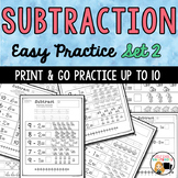 Basic Subtraction to Ten with Picture Support-Set 2