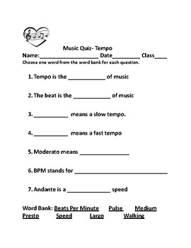 Preview of Basic Tempo Music Quiz