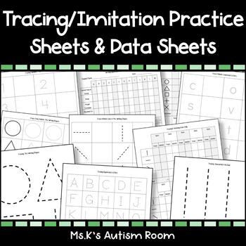 Preview of Tracing/Imitation Worksheets & Datasheets (Lines, Shapes, Letters, Numbers, HWT)