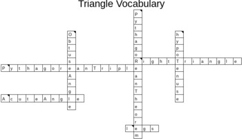Basic Triangle Vocabulary Crossword by Pi R Scared TpT