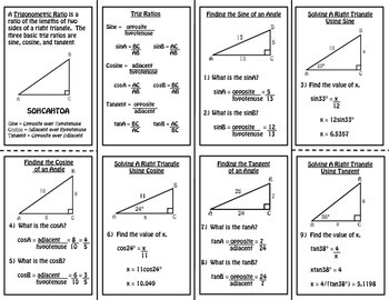 Basic Trig Ratios SOHCAHTOA Math Foldable by Foresta Math | TpT