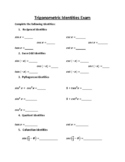 Basic Trigonometric Identities Fill in the Blank Exam